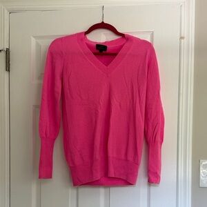 J. Crew Bright Pink V-Neck Sweater- M